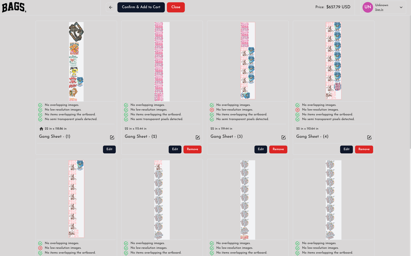 Rolling Gang Sheet Builder